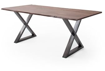 möbelando Baumkantentisch >Calabria< in Akazie walnuss/antik - 160x76,5x90 (BxHxT)
