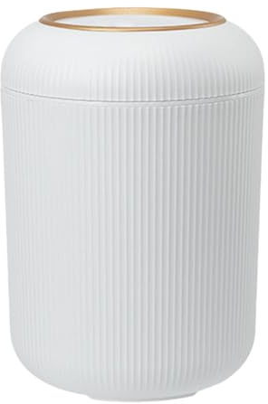 9.5L Desktop Trash Can with Lid, Plastic Waste Basket for Kitchen, Living Room, Bedroom, White