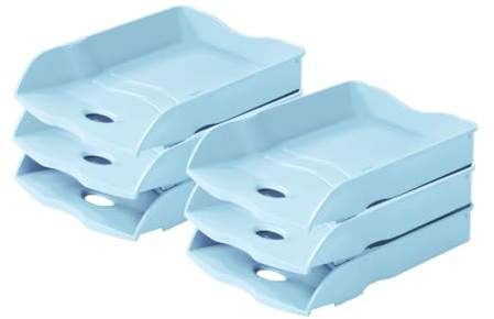 HAN Briefablage Re-LOOP - 6 STÜCK, 100% recycled, Dokumentenablage, Briefkorb, Briefhalter, Papierablage, bis Format DIN A4/C4 Unterlagen, 10298-884, pastellblau