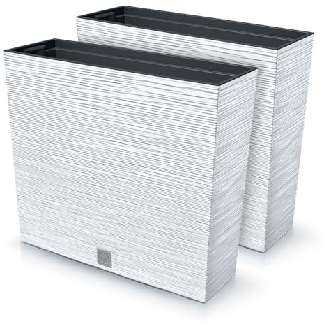 IMJ-Global Moderno maceta para interiores, maceta rectangular de flores de plástico resistente, 44 litros (58 x 18 x 49,8 cm), macetas, ideal para casa, balcón, jardín, oficina, terraza