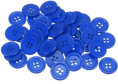QUARKZMAN 80 Stück Blau Knöpfe 20 mm Große Nähknöpfe 4 Löcher Harz Runde Bastelknöpfe Ersatzknöpfe für Mantel Kleidung Jacke Hemden Blazer DIY Handwerk Scrapbooking Dekoration
