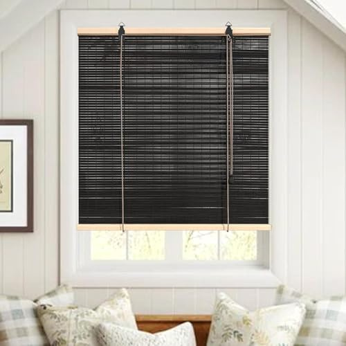 FENGSHOUU Bambusrollo Retro Bambus Rollo Jalousine Raffrollo,Sonnenschutz Sichtschutz Seitenzugrollo,für Fenster Tür Terrasse Balkon Garten,Anpassbar,Breite×Höhe (Black,200cm x 200cm)