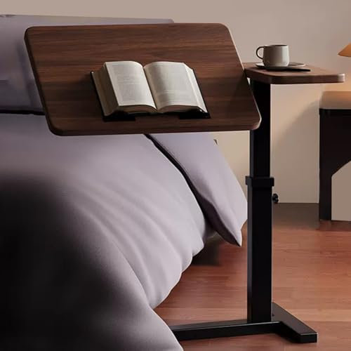Über Betttisch Auf Rollen Höhenverstellbar Density Board Nachttisch, Multifunktionaler Nachttisch für Das Arbeitszimmer, Laptop Nachttisch, für Haus Krankenhaus(Brown)