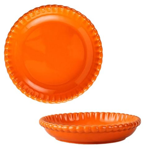CCYENG Large Ceramic Soup Plate, Pasta Salad Bowl Large Serving Bowl, Steak. Fruit Salad Bowl Large for Dinner-Round9inch-Orange (Orange Round9inch) (Orange Round9inch)