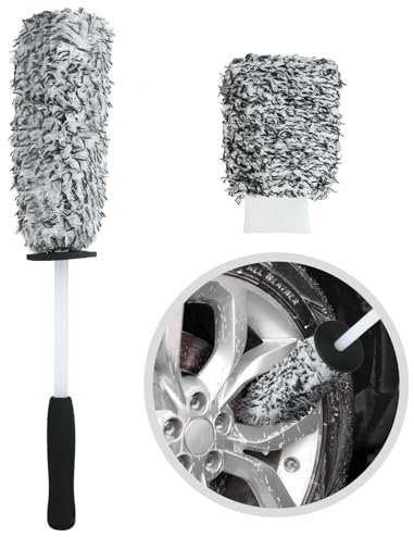 Lrocotanc Brosse de Jantes Voiture Set - Gant de Lavage Voiture - Nettoyage de Jantes - Brosse de Roue - Pinceau de Jantes Auto - Set de 2 Accessoires de Nettoyage Auto