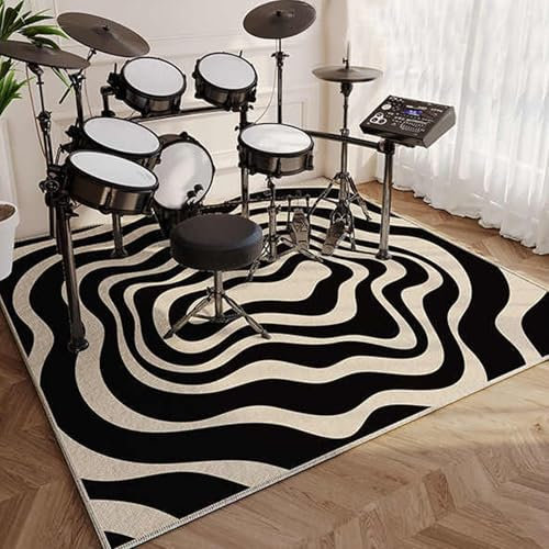 Schlagzeug Matte Drum Teppich rutschfest Schlagzeugteppich Boden Schutzmatte Schallschutzmatte Trommelmatte für E Drum Schlagzeug Elektronisch Snare Teppich Drum Rug Schalldicht Teppiche 200 x 160 cm
