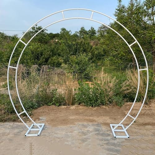 Support d'arche de mariage en métal pour décoration de fête, arches de ballons, portail avec base ronde, arche de jardin, arche antirouille, support pour plantes grimpantes, blanc, 2,4 x 2,8 m