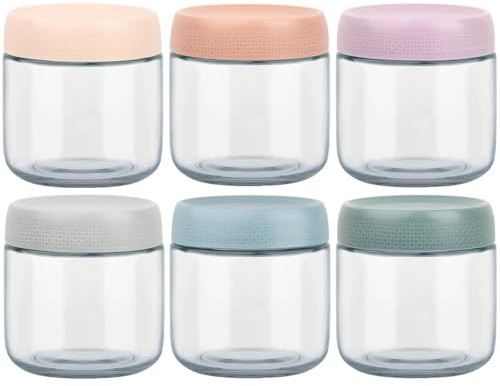 CENBEN 6 Pcs 12OZ Glass Mason Jars with Lids, Overnight Oats Container Jar with Screw Lid Wide Mouth Screw Top Jars for Cereals Milk Fruit Salad Dressing Sauce Snacks Juice Yogurt Pudding Coffee Candy