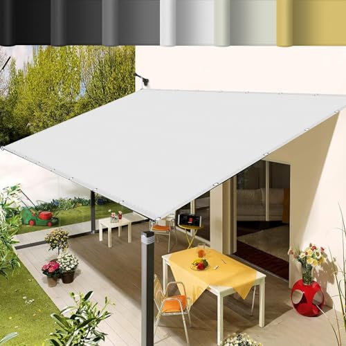 Sonnenschutz für den Außenbereich, 1,8 x 4,2 m, wasserdicht, UV-Schutz, atmungsaktiv, Abdeckung für Terrasse, Garten, Terrasse, Weiß, Schattentuch für Gartenschirm