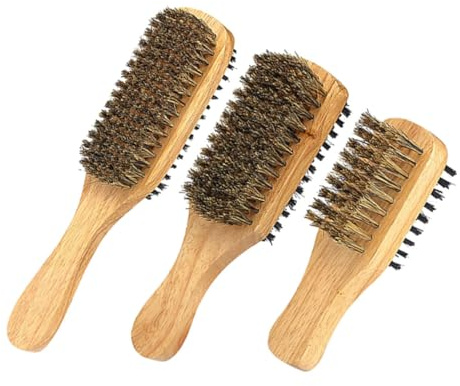 PACKOVE 3stücke Schnurrbart Bürste mit Nylonborsten Bartbürste für Männer Haarbürste Doppelseitig Bartreinigungswerkzeug für Frisierarbeiten Nackenbürste für Pflege