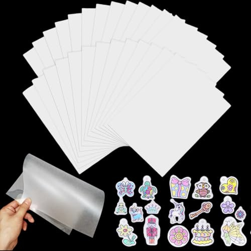 Oyiclyea 20 Pieces Shrink Plastic Sheets, Heat Shrink Sheet, Shrinky Paper, for Creating Key Chains, Craft Ornaments Projects and Mother's Day Presents, for Children and Adults