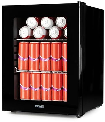 PRIMO PR193BC Réfrigérateur à boissons - Minibar - Mini réfrigérateur - Porte vitrée - Pose libre - 33L - C - Noir