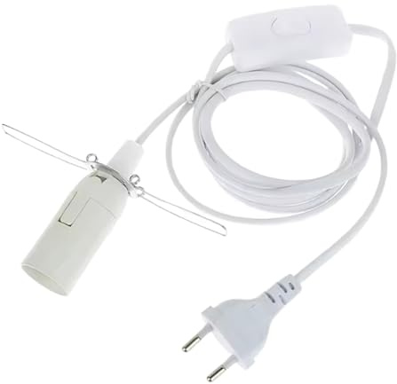 KESOTO Base Lampada E14 Supporto PVC Interruttore Portalampada con Filo 180cm Accessori Illuminazione Adatto per Camera Da Letto Studio Soggiorno Sala Da Pra, Bianco