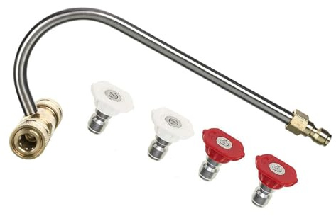 Outils propres pour gouttières - Nettoyeur de gouttières à pression - Barre de nettoyage haute pression - 4 de buse de pulvérisation - Adaptateur de raccordement rapide - Nettoyeur de