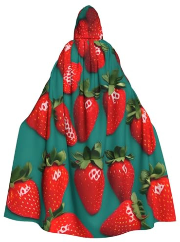 Ouyniei Batas unisex con capucha para adultos, con estampado de fresas, para cosplay, Halloween, carnaval, fiestas