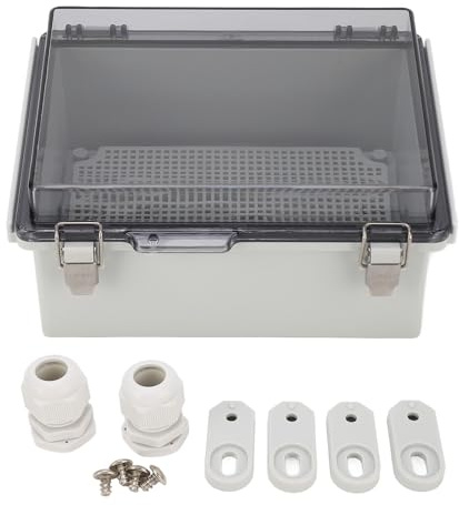 ZJchao Electrical Box, Junction Box with Clear Cover Grey ABS Plastic Hinged Cover Outdoor Universal Project Enclosure Outdoor Junction