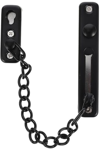 Ipetboom Catenaccio Antifurto per Porta Interna senza Perforazione in Acciaio Inox Nero Lucchetto a Catena Pesante Pulsante di Sicurezza Protezione Privacy per Casa e Appartamento