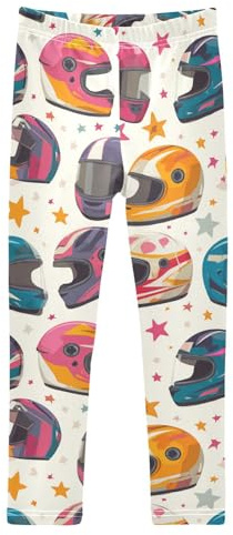 Boccsty Colorful Motorcycle Helmets Stars Girls Leggings Kids Yoga Pants Dance Active Tights 5T