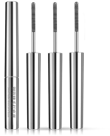 3 Stück Iron Eye Mascara mit Metallbürste,Eyelash Pflegender Mascaras,3D Curling Eyelash Iron,Borstenlose Metallwimpernbürste,Wasserdicht und Langanhaltend,Wimperntusche für ältere und Junge Frauen