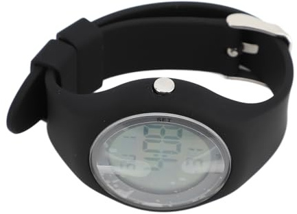 Cryfokt Montre Numérique de Sport pour Enfants, Chronomètre, Alarme, Calendrier, Podomètre Résistant à l'eau, pour Garçons et Filles | Bande Souple en Résine 5-15 Ans (Black)