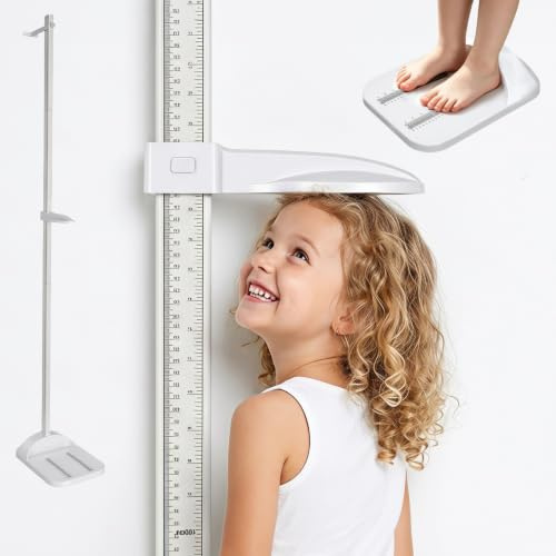 Stadiometer, Portable Height Measurement Device with Foot Measuring Wall Support, Stadiometer with Dual Scale Medical Height Measuring Rod 8-83 inch/20-210cm, Detachable Height Tool for Adults, Kids