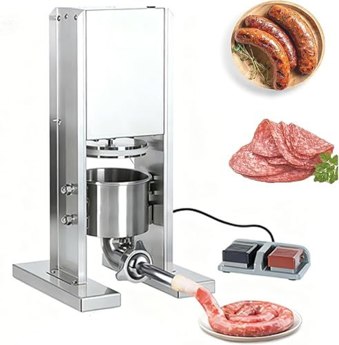 Relleno eléctrico de salchichas, capacidad de 2 litros, máquina automática vertical de salchichas con pedal de pie y 3 tubos para el hogar, cocina y restaurantes