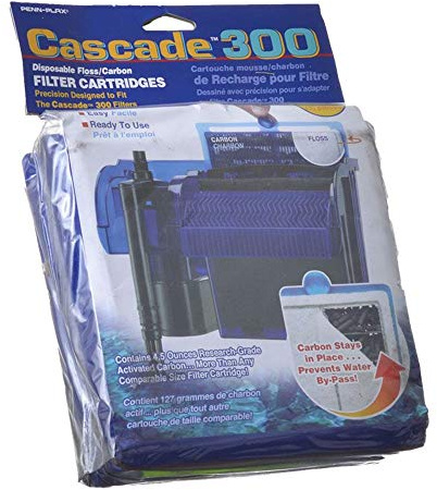 Penn-Plax Cascade 300 GPH Hang On Filter Replacement Media, 3 Pack - Dual-Sided Aquarium Filter Cartridge with Activated Carbon & Poly-Fiber Floss for CPF5 -Fresh & Saltwater - Blue & Black, ‎10x3x7in