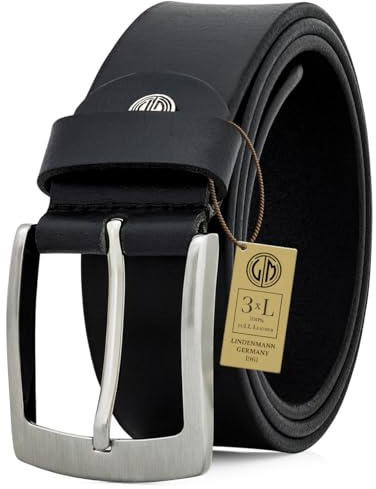 LINDENMANN Leder-Gürtel Herren 40 mm breit, Gürtel Herren Vollledergürtel schwarz/dunkelbraun