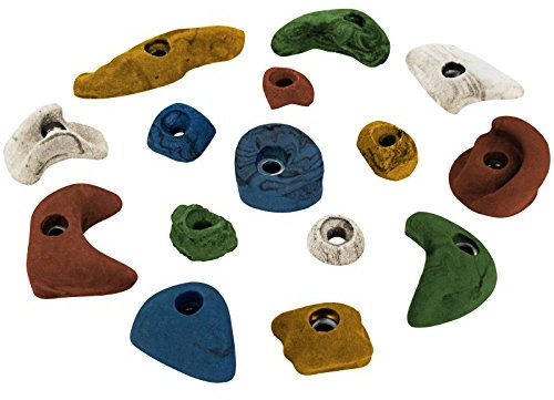 ALPIDEX 15 Klettergriffe | Klettersteine | Je 5 Griffe Größen L, M, S | Verschiedene Formen Größen | Ideales Starterset | Klettergriffset, Farbe:bunt