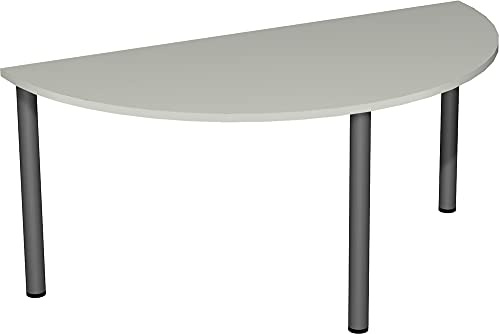 Konferenztisch, BxTxH 1600x800x720 mm, Halbkreis, 3-Fuá-Gestell, Platten-/Gestellfarbe lichtgrau/ant