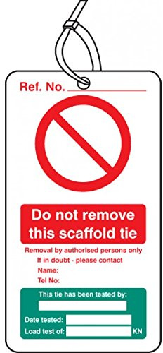 Caledonia Signs 53444 Scaffold Tie Test Double Sided Safety Tags (Pack of 10)