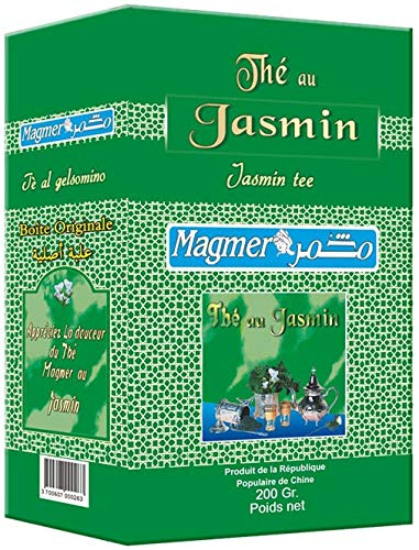 Thé Vert au Jasmin à la Marocaine - Magmer - Rituel de Préparation par Théière ou Infusion à la Marocaine - Boîte de 200 gr