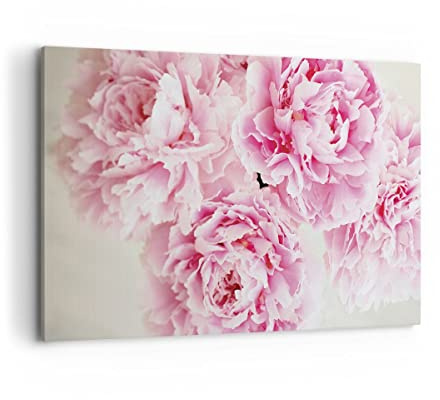 ARTTOR Bilder auf Leinwand 120x80cm Wandbild Botanik Blumen - 4961 | Pfingstrosen Strauß Groß XXL Wanddekoration Wohnzimmer Schlafzimmer Wanddeko Wand Kunstdruck Wandkunst Wall Decor ARTTOR