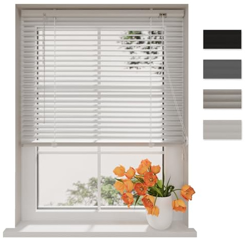 DTCH® Aluminium Jalousie innen, weiß, 60 x 130 cm | 25mm Lamellen, Sicht- und Sonnenschutz, Lichtregulierung, Klemmfix separat erhältlich, Breiten bis 220 cm