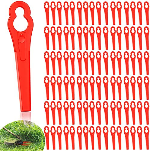 Powmag 100 Pcs Rasentrimmer Messer Kunststoff Ersatzklingen, Rasentrimmer Klingen, Rasentrimmer Zubehör Ersatzmesser für Rasenmäher
