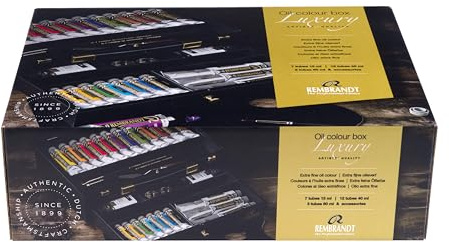 Rembrandt Professional Oil Paint Set in Holzbox Luxury | 22 Farben + Pinsel & Zubehör