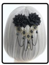 Prosy Halloween Quaste Schwarze Blume Gothic Perlen Kopfbedeckung Top Maskerade Kopfschmuck Haarclip Haarschmuck für Frauen und Mädchen
