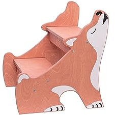 Wild Kids Tritthocker für Kinder, 2 Stufen aus Holz – rutschfest & stabil, für Bad/Waschbecken – Hellrosa