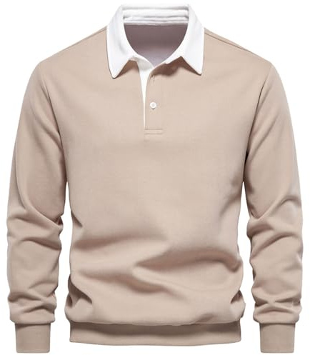 MakingDa Mens Polo Neck Sweatshirts Long Sleeve Casual Pullover Sweatshirt Solid Color Winter Warm Jumper Top