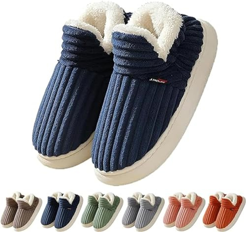 Pantoufles en mousse à mémoire de forme pour femmes, pantoufles rétro antidérapantes et confortables en peluche, pantoufles d'hiver chaudes et pelucheuses pour la maison
