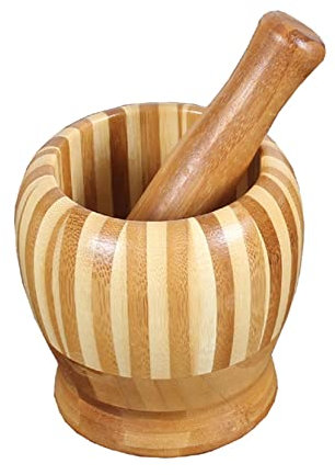 PTATT Mortier En Bois Et Moulin À Pilon Fixé Pour Un Écrasement Efficace D'épices, D'herbes Et Plus - Parfait Pour Cuisiner Et Faire Du Guacamole - Excellent Outil O Wood color