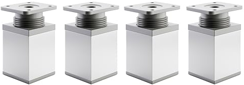 ATM Möbelfüße Verstellbar Füße Möbel Höhenverstellbar für Möbelfüsse 6cm Möbelbeine Möbelfuß 40x40mm Regalfüße Erhöhung Nachttisch Couchtisch Beine Regal Sideboard TV Aluminium Kunststoff – Silber