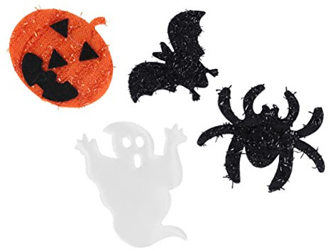 STOBOK 60stücke Halloween Applikationen Kürbis Fledermaus Geist Spinne Stoff Aufnäher Für Kreative Bastelprojekte Für Halloween-Dekoration Und