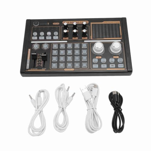 VGEBY Sound-Mixer-Board, Rauschunterdrückung, Bunte Lichter, DJ18 Live-Soundkarte für 48-V-Kondensatormikrofon
