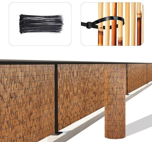 Schilfrohrzaun Natürlicher Bambuszaun Balkon Sichtschutz Mit 100 Reißverschlüssen Dekorative Zäune 90 100 110 120 130 140cm Hoch Für Garten Pool Hinterhof Patio (Size : 150x600cm)