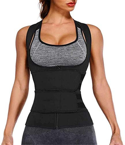 ASIYAN Damen-Schlankheitsgürtel, Taillenmieder, Flacher Bauch, Verstellbares Sculpting-Korsett, Schlankmachender Schweißgürtel Sauna Weste (Color : Noir, Size : XL)