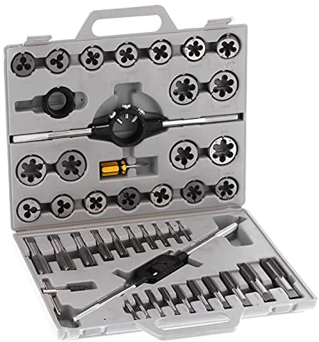 45-teiliges Gewindeschneideisen-Set mit feinem/55° Zylindrischem Rohrgewinde, Hochwertige Hardware-Werkzeuge für Handwerker (SAE)
