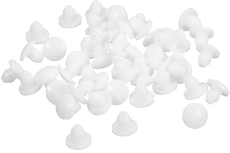 sourcing map 50Pcs Silicone Plugs, Rubber Round Snap in Locking Hole Plugs for 3.5-4mm Hole, Hole Stoppers Waterproof Hole Plug for Metal Tube, Furniture End Caps Inserts, White