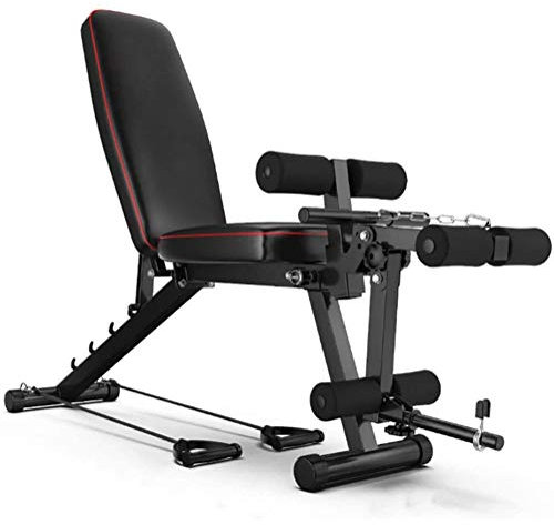 Verstellbare Hantelbank, Workout-Fitnessbank mit Beinstrecker und Beinbeuger, Heim-Fitnessgerät für Ganzkörpertraining, für Gewichtheben im Heimtrainingsstudio