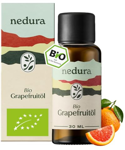 nedura® BIO Grapefruit Öl [100% NATURREIN] - Echtes Grapefruitöl - frisch, fruchtig & leicht - Grapefruit Oil für Speisen, Getränke & Aroma Diffuser - 30ml